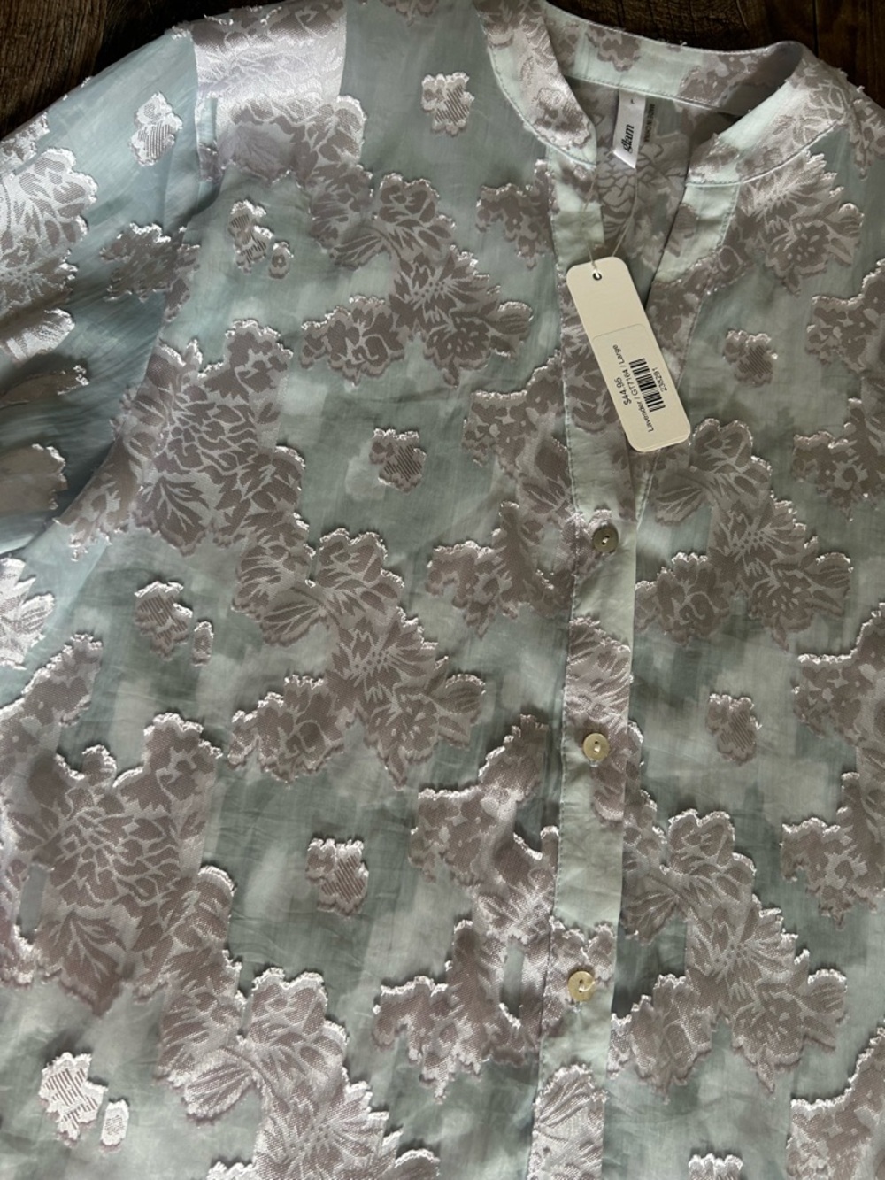 glam Mint and Lavender Floral Jacquard Tunic - Picture 4 of 7
